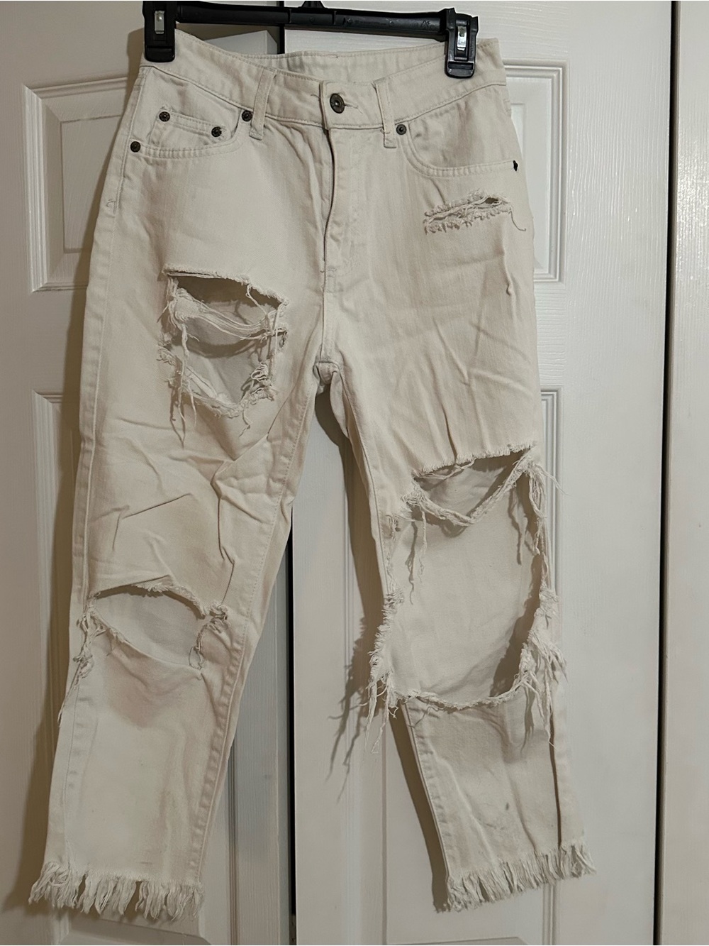 CARMAR Distressed White Ripped Jeans